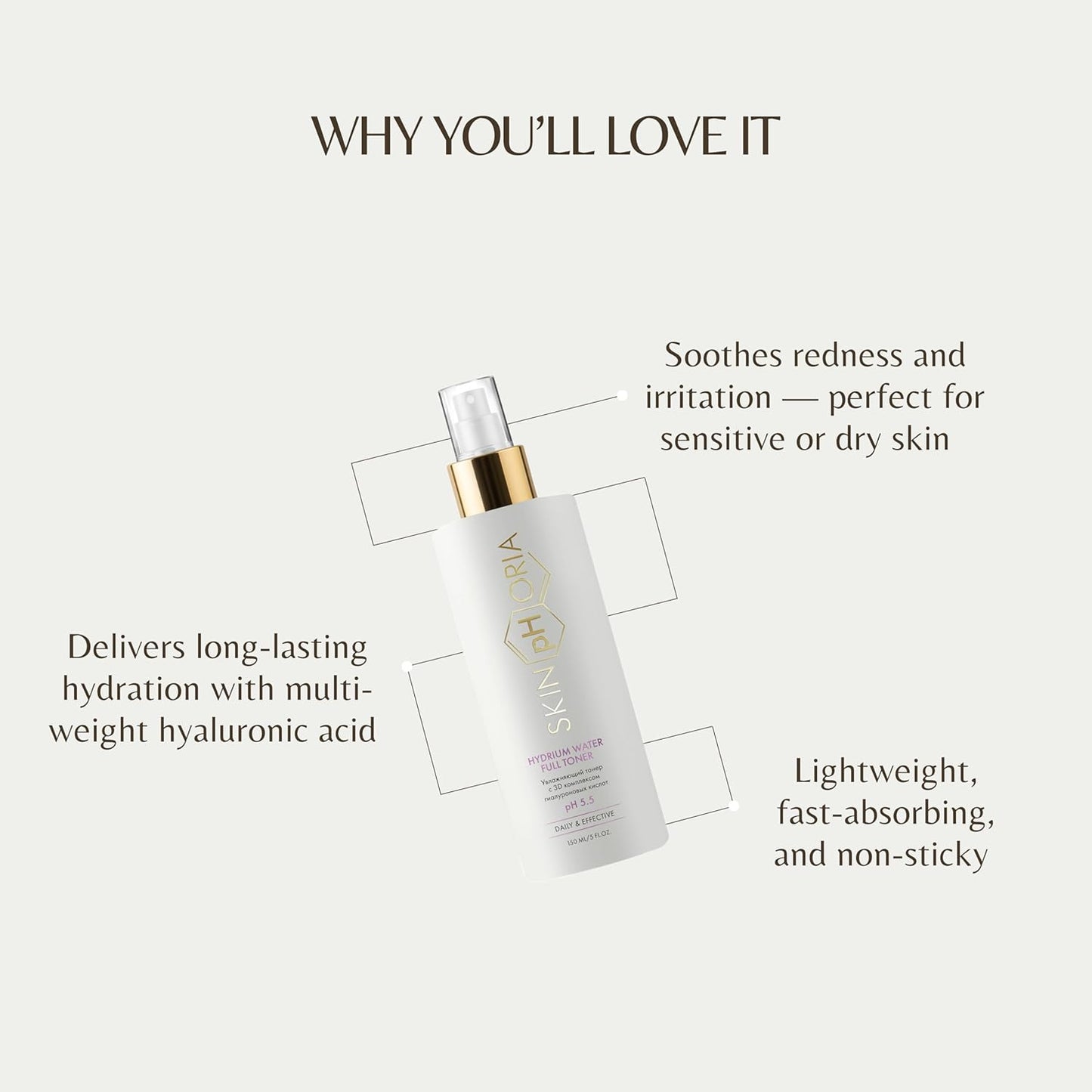 Hydrium Water Full Toner – pH 5.5 Balancing Face Toner with Hyaluronic Acid, Babassu Oil & Betaine – Instantly Hydrates & Revives Tired Skin – 150ml Spray Bottle