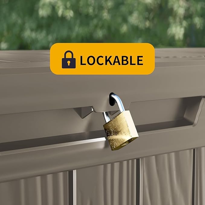 Yardgrace 50 Gallon Lockable Resin Deck Box, Waterproof & UV-Resistant Outdoor Storage Box for Outdoor Cushion Storage, Garden Tools & Pool Accessories Storage, Gray