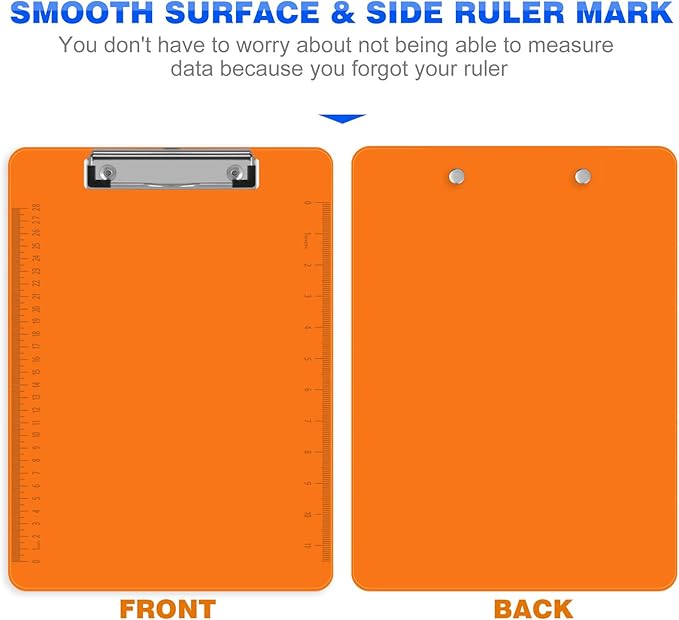 HERKKA 15 Pack Plastic Clipboards, Assorted Color, A4 Letter Size, 12.5 x 9 Inch