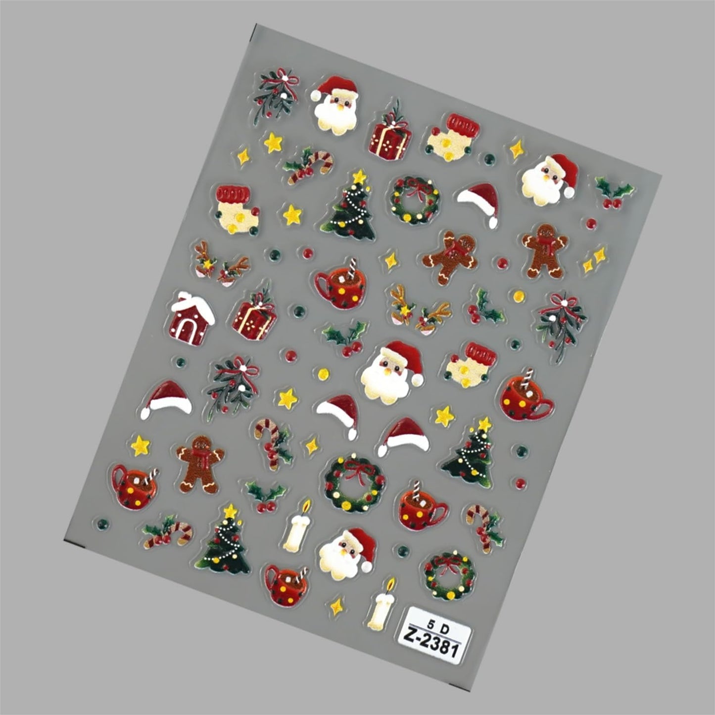 5D Embossed Christmas Nail Stickers for Nail Art Christmas Tree Santa Claus Nail Decals Self Adhesive Nail Design Christmas Nail Art Stickers New Year Nail Art Supplies for Women Girls 2 Sheets