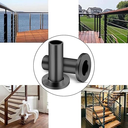 CKE 150 Pack T316 Stainless Steel Black Protector Sleeves for 1/8" 5/32" or 3/16" Cable Deck Stair Railing Kit System, Black Cable Railing Protective Sleeves for Wood Posts, DIY Balustrade, BCR01-3/16