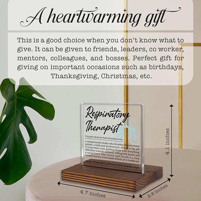 Respiratory Therapist Gifts, Thank You Appreciation Gifts for RTs Week Graduation Birthday Christmas Pulmonary Care Professionals Office Desk Decor Decorative Signs Plaque PA020