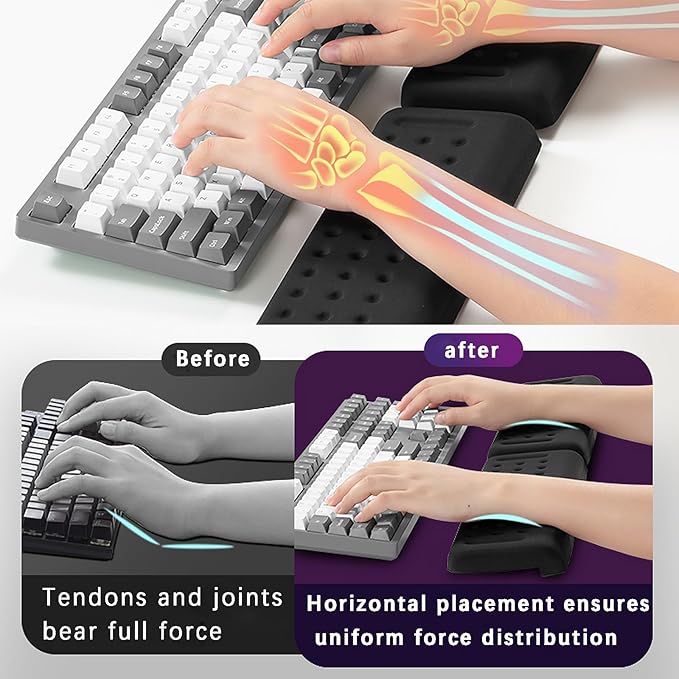 Pack of 2 L-Shaped Wrist Rest Keyboard, Memory Foam Arm Rest Desk, Ergonomic Wrist Rest for Palm, Wrist & Forearm, Office & Home(Darkblue)