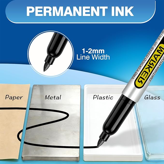 SFAIH 100 Black Permanent Markers Bulk -1s Quick Drying, Fine Point Markers for Writing, Labeling, School & Office, Warehouse, Business, Logistics, Waterproof Ink on Paper, Plastic, Metal, Cardboard