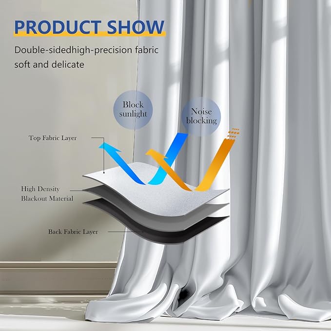 cbsroro Room Divider Blackout Curtain Track Curtains Wall Dividers Panels Screen for Living Rooms Bedroom Office Privacy Partition Separation, W100 × L108 Inch,1 Panel, White