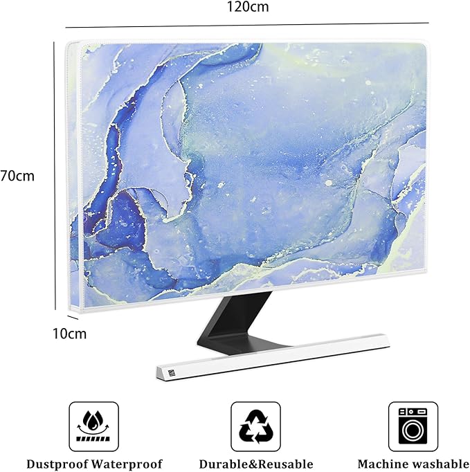 Baocicco Modern Violet Marble Waterproof TV Cover Anti-Static Dustproof Protective Cover for LCD/LED/HD 50, 51, 52 Inch Decorative Monitor Accessories Covers for Television LED LCD OLED TVs Screen