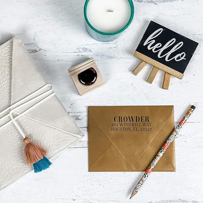 Self Inking Modern Address Stamps | Custom Return Address Stamper (Magazine Serif, Medium)