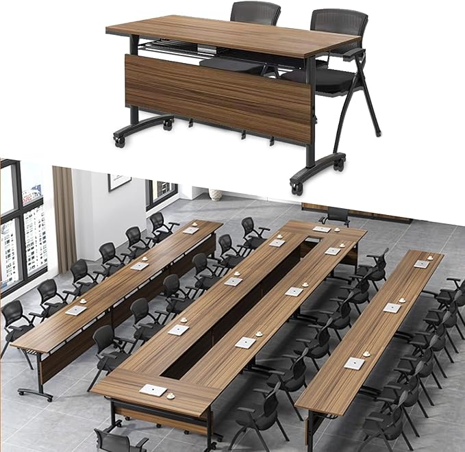 Foldable Conference Table,Modern Mobile Meeting Table with Silent Wheels,Mobile Training Tables for Training Rooms,Rolling Conference Room Tables for Office,Classroom (6pack 70.8 * 21.6 * 29.5)