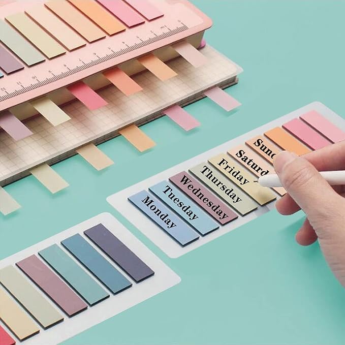 ELII 2000pcs Books Tabs for Annotating,Sticky Tabs Clear Sticky Notes,Page Markers for Notebooks, Multi-Colored Writable and Repositionable Book Flags Strip