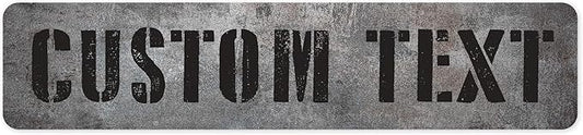 Custom Sign, Custom Street Sign, 11 Font Colors, 13 Font Styles, 4 Hole Options, 22 Sizes, 4x18 Inches, Rust Free DiBound, Fade Resistant, Made in USA by My Sign Center (Grunge Metal)