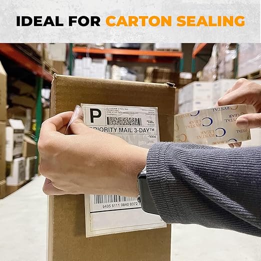 WOD CST22CC Crystal Clear See-Through Packing Tape – 1 inch x 110 yds. for Carton Sealing Mailing, Shipping, and Protection, Label Covering, Lamination, and Outdoor Uses.