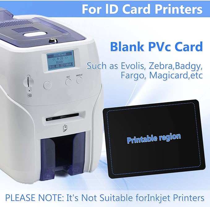 250 Pack - Premium Blank PVC Cards for ID Badge Printers - Premium Quality Black CR80 30 Mil (CR8030) by KLMNDUO - Compatible with Most Photo ID Badge Printers(Black)