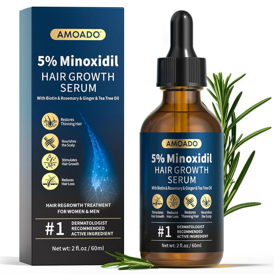5% Minoxidil for Men and Women, Minoxidil Hair Growth Serum with Rosemary, Biotin - for Hair Regrowth, Beard Growth,Thicker, Fuller Hair,Hair Loss Treatment
