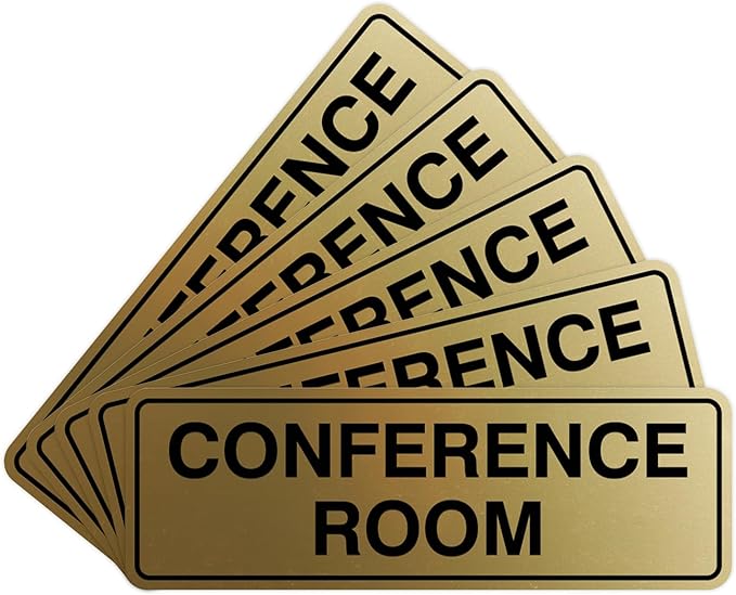 Standard Conference Room Sign - Brushed Gold - Small 5 Pack