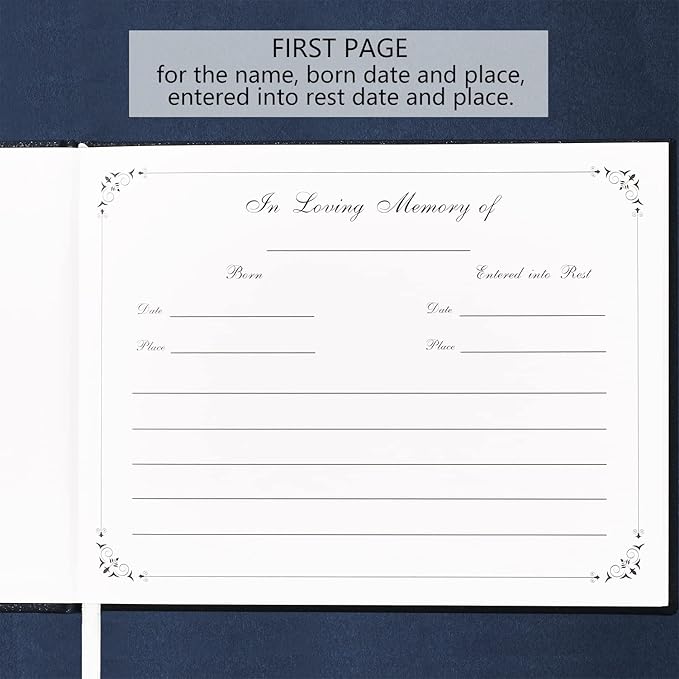 Spacobo Funeral Guest Book for Memorial Service in Loving Memory Guest Book for Funeral Guest Sign in Book (Book, Navy)