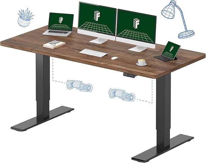 FLEXISPOT 71x32 Inch Large Dual Motor Electric Standing Desk, Black Walnut - 198 lbs Heavy-Duty Capacity, Ideal for Home Office, Creative Studio, or Multi-Monitor Setup