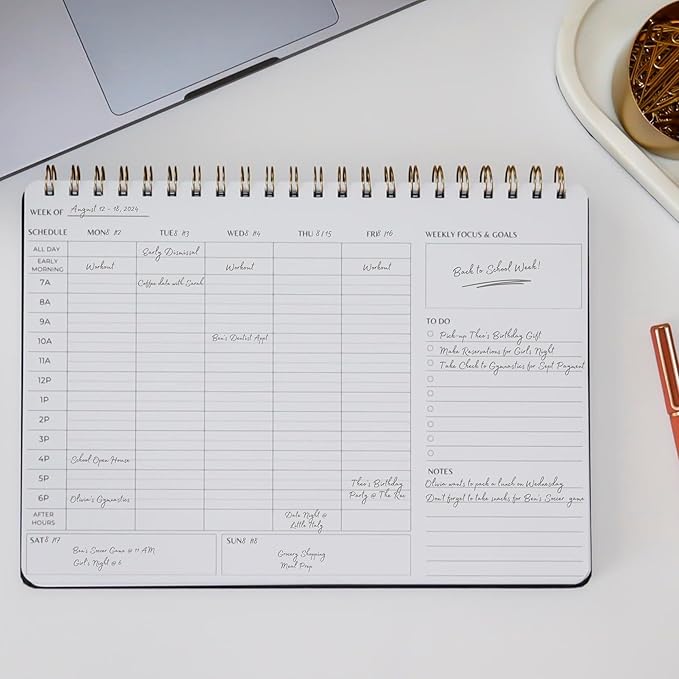 Merely Home Undated Weekly Schedule | Business Planner | 8.25” x 11.75” ADHD Organizer | Premium Multi-Layout Schedule | Pink | Landscape Layout