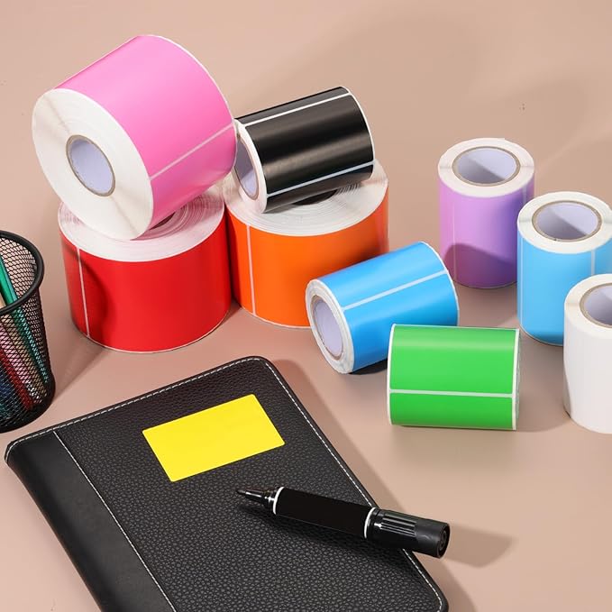 PATIKIL 2 x 3 Inch Rectangle Inventory Color Coding Labels 2 Roll, Square Self-Adhesive Inventory Label Stickers for Office Home Organization Name Tags, 250 Per Roll, White