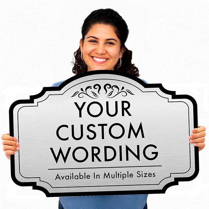 Custom Decorative Aluminum Signs - Personalized Driveway Signs, Waterproof, Made in USA - Metallic Silver, 12x8 inches