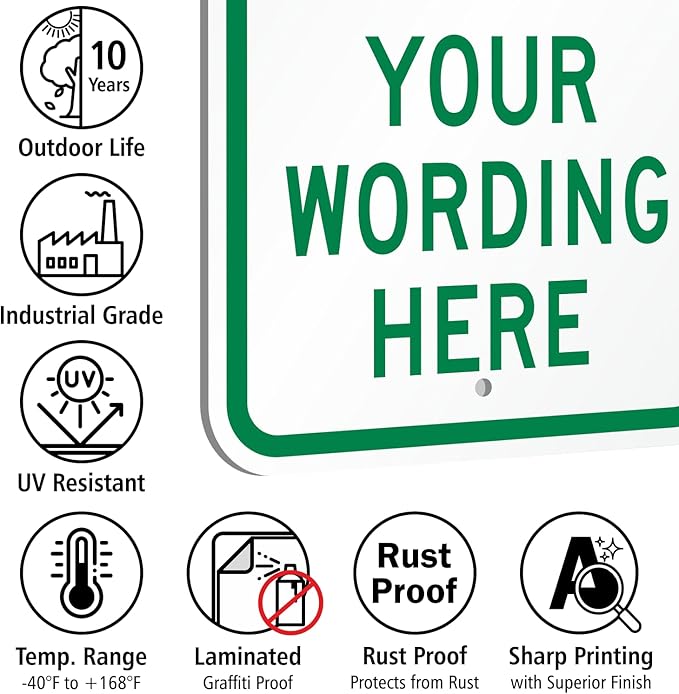 SmartSign 18 x 12 inch “Reserved Parking” Custom Metal Sign - Add Text, 63 mil Aluminum, 3M Laminated Engineer Grade Reflective Material, Green and White, Made in USA