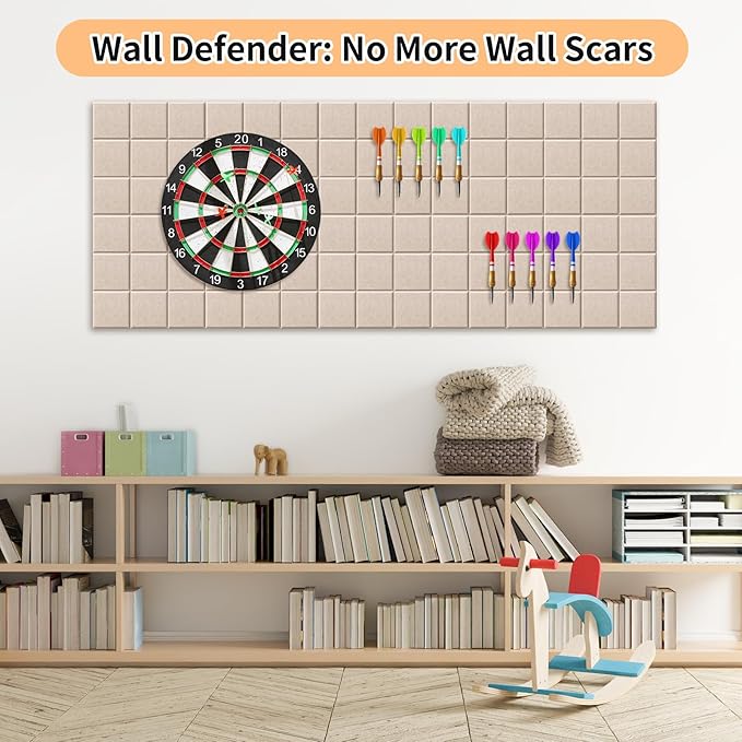 Smarpau Cork Board 48"X36", 12 Pack Nine-Grid Felt Bulletin Boards, Small Pin Board with Removable Adhesive Tabs Pushpins, Cork Wall Tiles for Office Home Classroom Decor -Light Camel