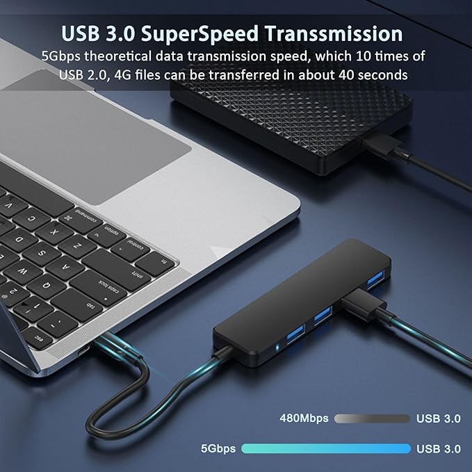 VIENON USB C Hub with 4 USB 3.0 Femal Ports, USB Extender for C Port Laptop, iMac Pro, MacBook, iPad Pro, Dell, Acer, HP, ASUS, Printer, Camera,Keyborad, Mouse etc-3ft