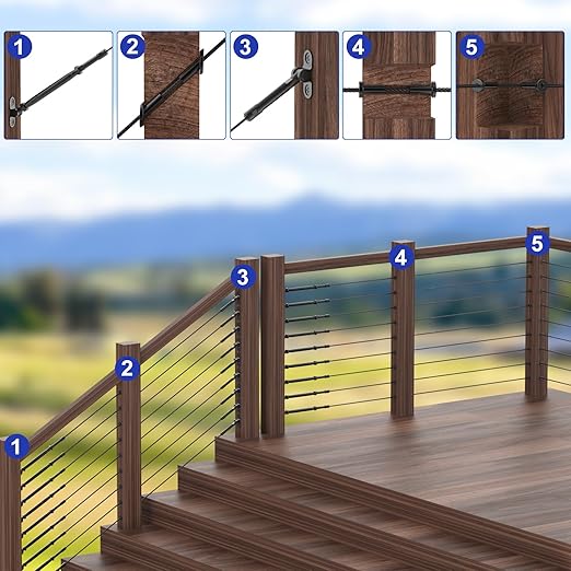 BLIKA 300 Pack Black Stainless Steel Protector Sleeves for 1/8" 5/32" or 3/16" Deck Cable Railing, for Wood/Composite Posts, T316 Marine Grade, Black Cable Railing Protector Sleeves