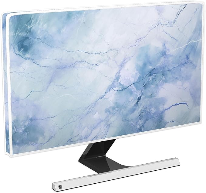 Baocicco Fashion Haze Blue Marble Screen TV Cover Cover 70 Inch Waterproof Full Body Covers for TV Display Screen Weatherproof Television Sleeve Compatible with Television LED LCD OLED TV
