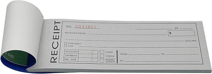 Cotton Fly Pre-Numbered Rent Receipt Book, Receipt Invoice Book Carbonless Copy Duplicate 2 Parts 50 Sets 8.5" X 2.75… (1 Pack)