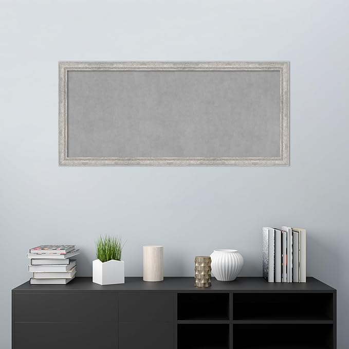 Amanti Art Silver Framed Magnetic Board 23x51 Oversize Vision Board for use with Magnets, 100% Metal Sheet to Display Items as Office Decor or for Home Organization in mudroom, Kitchen or Kids Room
