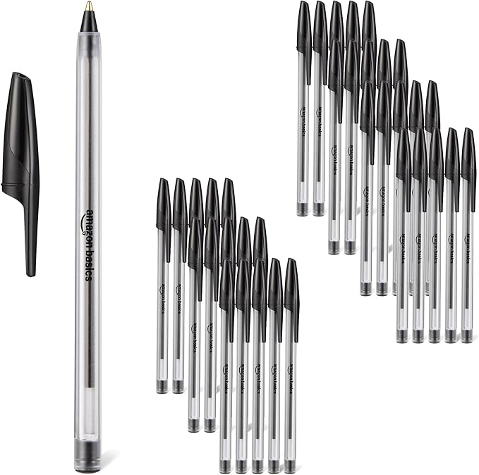 Amazon Basics Ballpoint Pens, 1.0mm, Black, 36 Pack