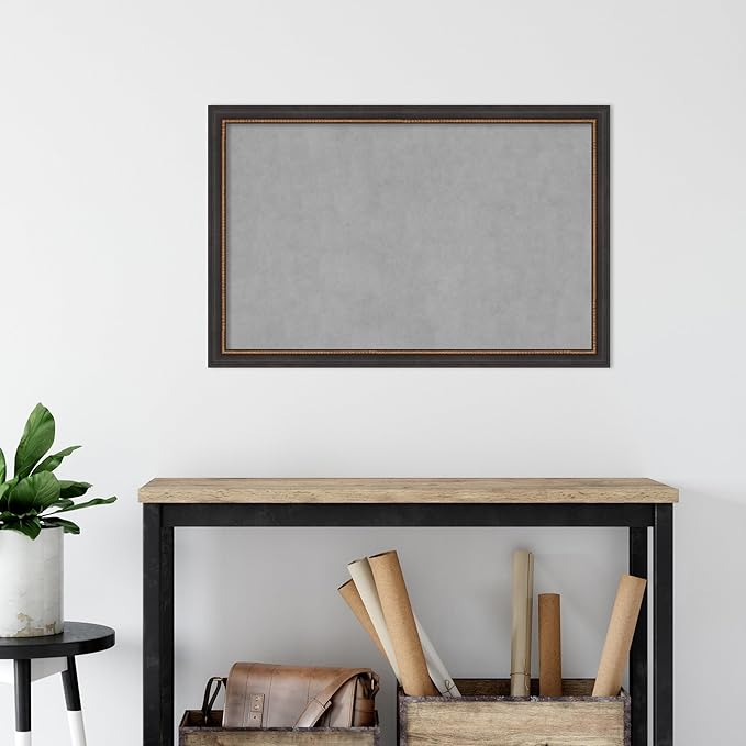 Amanti Art Black Framed Magnetic Board 23x35 Large Vision Board for use with Magnets, 100% Metal Sheet to Display Items as Office Decor or for Home Organization in mudroom, Kitchen or Kids Room