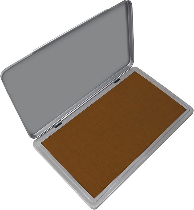 Metal Case Stamp Pad Large Size, Brown Color - Size: 3" x 6" - Choose from 15 Ink Colors