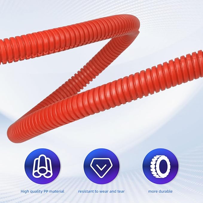 Split Wire Loom Tubing, 10,25ft Cord Protectors from Pets No Chew, Flexible Wire Covers Cord Protectors, Protective Split Cable Sleeve for Automotive Home Industrial Wires(Red, 0.46inch-10ft)
