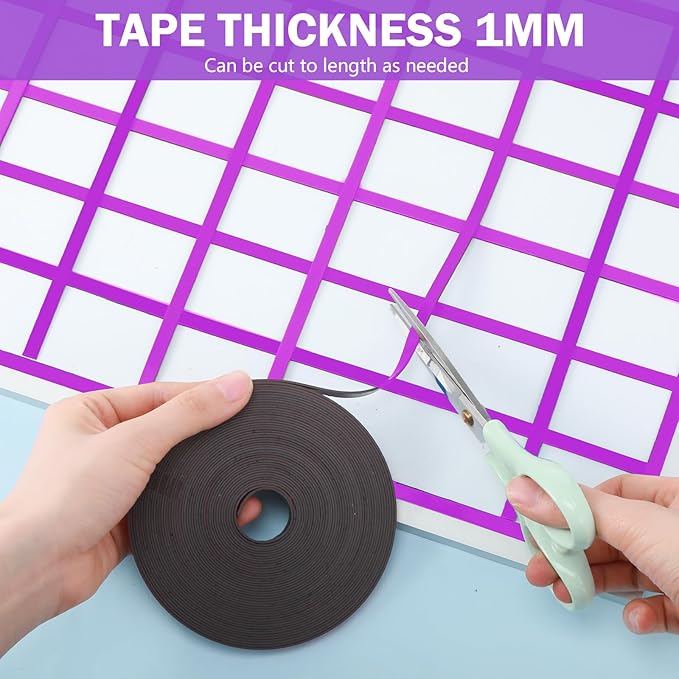 AmazingSpark Magnetic Tape Roll Thin Strips, 0.39 Inch x 33 Feet Magnetic Board Dividers Whiteboard Graphic Decorative Tape Marking Line for Classroom Office Art Accessories(Purple)
