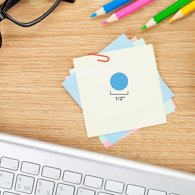 ChromaLabel 1/2 Inch Circle Sticker Labels, High Visibility Round Colored Stickers, Removable Sticky Dots - 1000 Color Coding Stickers per Dispenser Box, 1000 Light Blue Dots - Case of 5