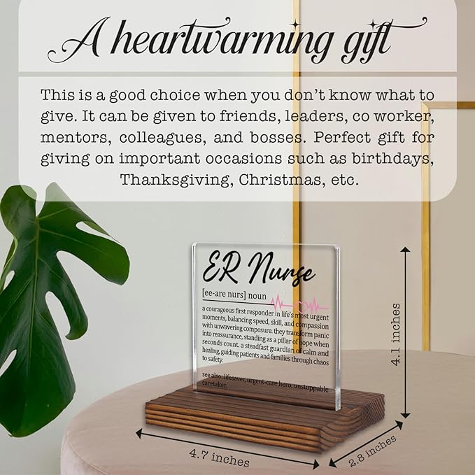 Emergency Nurse Gifts, Thank You Appreciation Gifts for ER Nurse Week Graduation Birthday Christmas Emergency Office Desk Decor Decorative Signs Plaque PA002