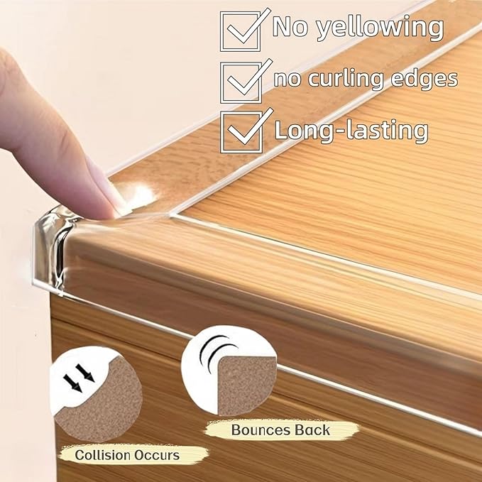 Clear Edge Protector Strip,2in Width x6.6ft Length(5cmx2m),Self Adhesive Protective Corner Bumper for Cabinet Doors,desks, Glass, Dining Tables, Furniture, Kitchen countertops