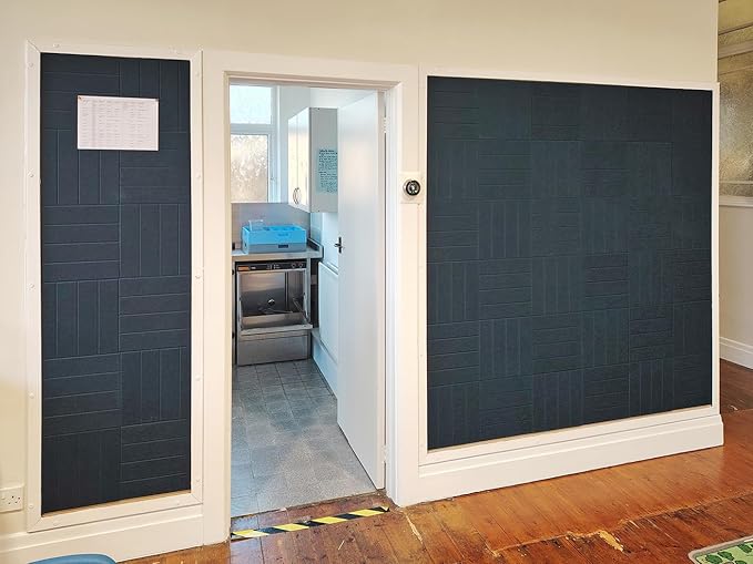 DECORITA Felt Bulletin Board Tiles | Modern Cork Board Alternative | Large Cork Boards for Walls | Aesthetic Felt Wall Panels for Office & Home Decor | Pinboard & Photo Board (24-Pack) | Black
