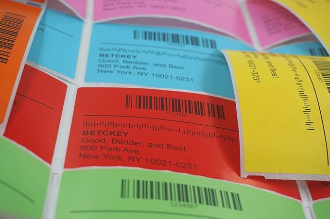 BETCKEY - 4" x 2" Barcode Shipping & Multipurpose Labels Compatible with Zebra & Rollo Label Printer,Premium Adhesive & Perforated[Pink, 6 Rolls, 4500 Labels]