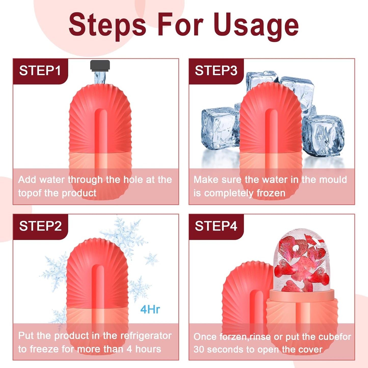 2Pcs Ice Face Roller, Reusable Silicone Mold Face Massage Eye Facial Beauty Skin Care Tools Apply Ice for Shrink Pores Anti Wrinkle Reduce Puffiness Improve Skin Elasticity, Seashell