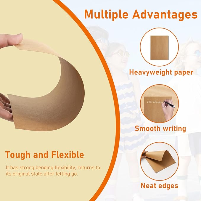 Guakicae 150 Sheets Brown Cardstock 5 x 7 Kraft Paper, 300gsm/110lb Heavyweight Flat Card Stock Printer Paper for Cards Making, Wedding Invitations, Greeting Cards, Birthday, Mailing