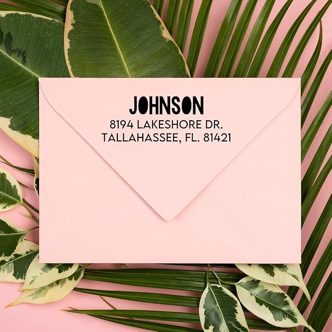 Self Inking Modern Address Stamps | Custom Return Address Stamper (Colorblock, Xtra Wide)
