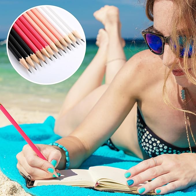 TecUnite 120 Pcs #2 HB Pencils with Eraser No 2 Unsharpened Wooden Hexagonal Pencils for Adults Gifts for School Exam art Learning Office Sketching(Pink Black Series)