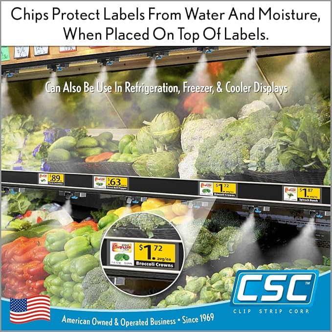 Price Data Channel Label Holder Chips, Clear Plastic Tags, 3" L x 1.25" H, 10 Mil Thick, Gondola Shelf Edge, Reusable, Made for Point of Purchase Shelf Molding by Clip Strip Corp.