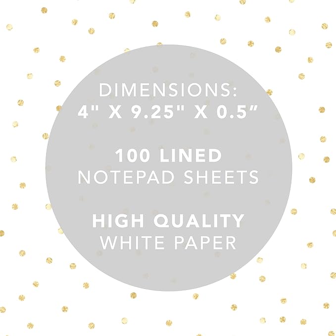 Graphique Magnetic Notepad - Gold Dots Grocery and Shopping List - Fun Decorative To-Do List - Perfect House Warming Gifts - 100 Tear off Sheets (4" x 9.25" x .5")