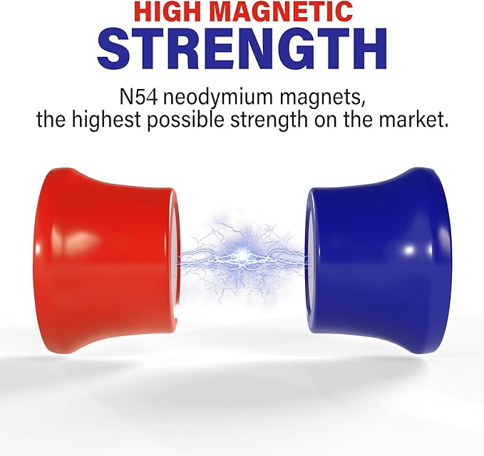 Strong Magnets for Whiteboard, Glassboard and Fridge (Orange, 8 Pack, Small). N54 Neodymium Rare Earth Heavy Duty Magnets for Home and Office Supplies.