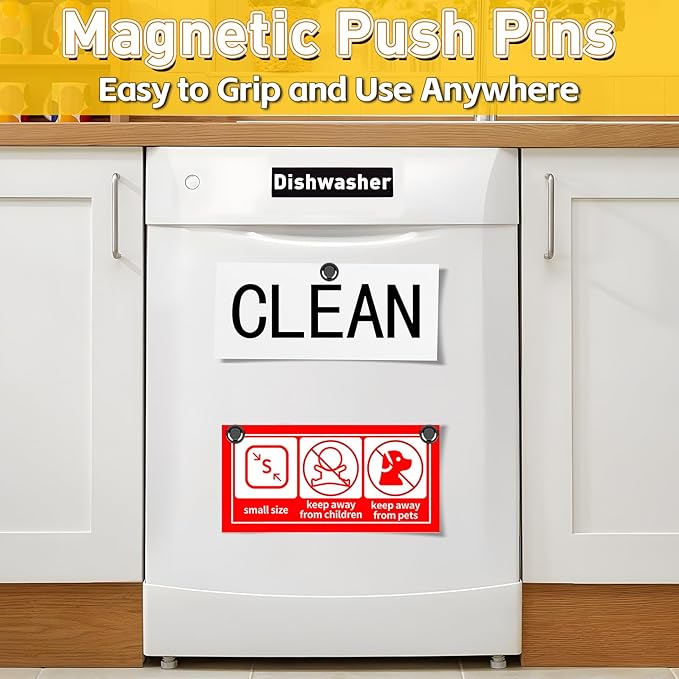 VNDUEEY 200 Pack Black Fridge Magnets, Refrigerator Magnets Whiteboard Magnets, Magnet Refrigerator, Magnetic Push Pins, Small and Strong Magnet for Home, Office, School, Locker and Map