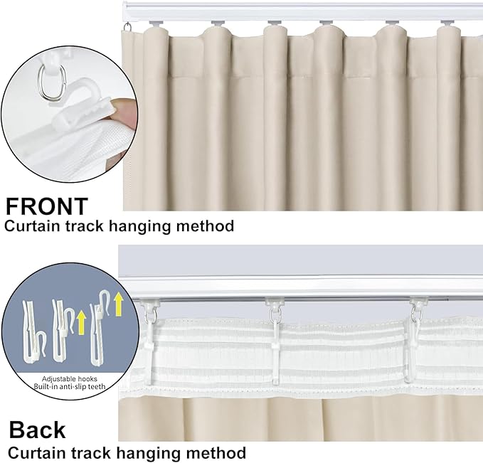 Cbsroro Room Divider Blackout Curtain Track Curtains Wall Dividers Panels Screen for Living Rooms Bedroom Office Privacy Partition Separation, W100 × L96 Inch,1 Panel, Beige