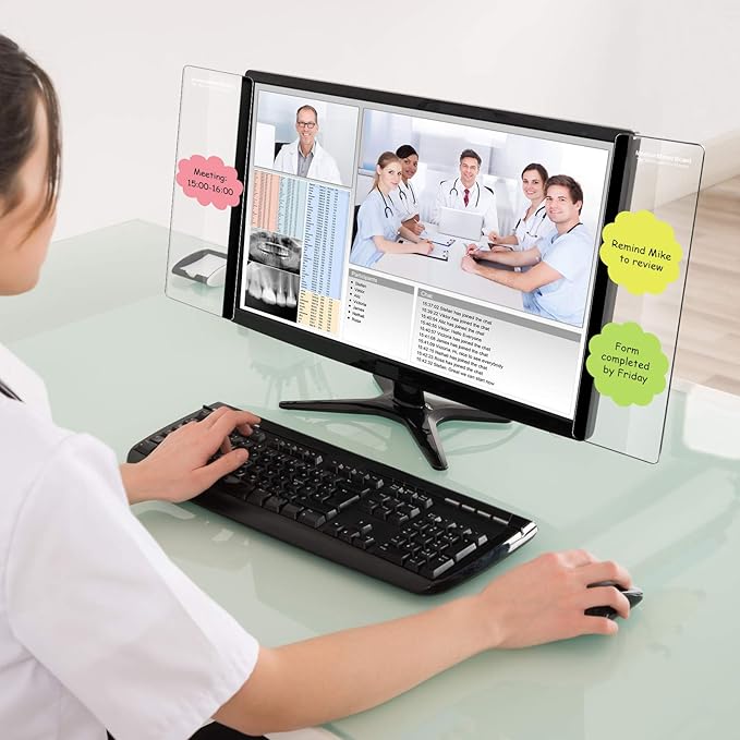 Zonon 8 Pieces Computer Monitor Notes Screen Monitor Memo Board Sticky Note Holder Message Board Computer Side Panel for Office Home Desktop Left and Right